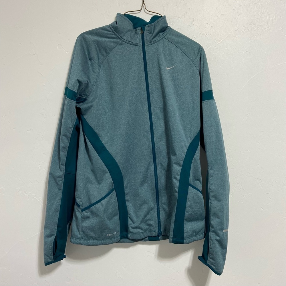 Nike Running Full Zip Jacket Lightweight Women's Large Green Dri Fit